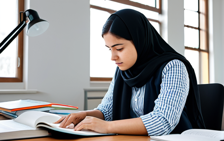 A focused professional textile engineer student, dressed in modest, professional casual wear, diligently studying at a clean, modern desk. The desk features open textbooks, a laptop displaying a technical diagram, and a small timer indicating a Pomodoro session. The background is a well-lit, organized study room with natural light. The pose is natural and concentrated, reflecting deep engagement with the material.
    fully clothed, modest clothing, appropriate attire, professional dress, safe for work, appropriate content, professional, perfect anatomy, correct proportions, natural pose, well-formed hands, proper finger count, natural body proportions, high-quality photography, realistic, crisp details.