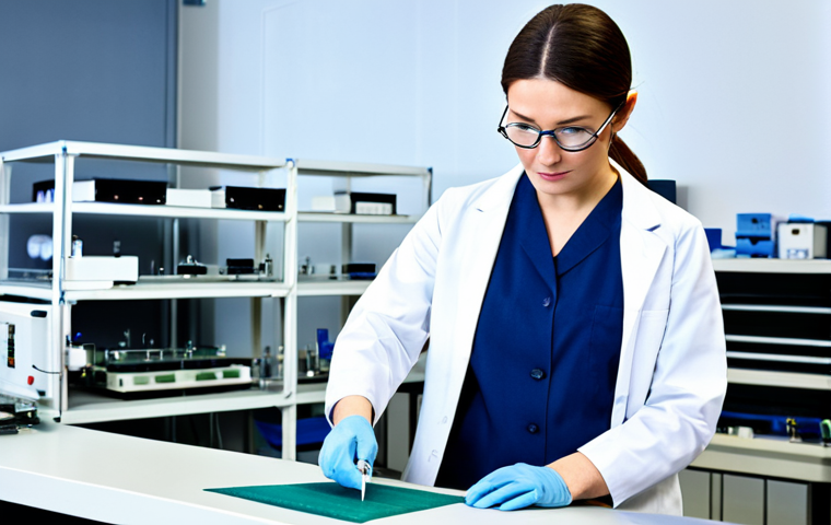 **

A professional and fully clothed textile engineer in a modern laboratory, examining a fabric sample with high-tech equipment, appropriate attire, safe for work, perfect anatomy, correct proportions, natural pose, professional, family-friendly, high quality, well-formed hands, proper finger count, natural body proportions. Focus on advanced materials research, modest clothing.

**
