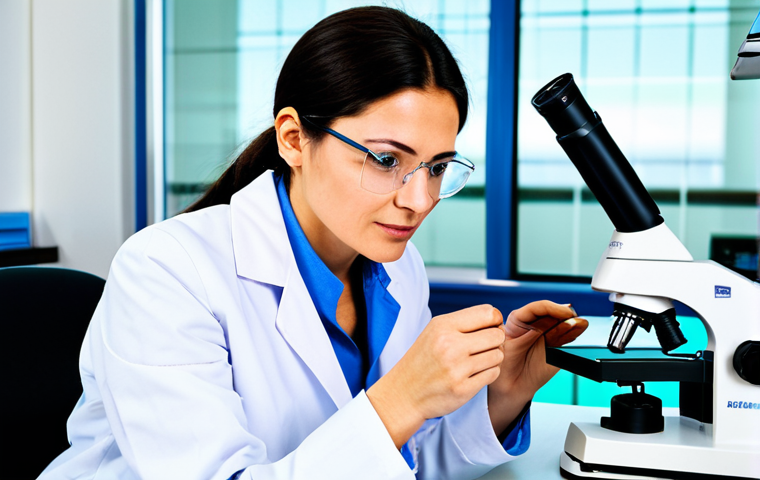 Textile Quality Control Professional**

"A professional woman, fully clothed in appropriate lab attire (white coat, safety glasses), inspecting a textile sample under a microscope in a brightly lit laboratory. The lab contains modern equipment. Safe for work, professional, perfect anatomy, correct proportions, well-formed hands, proper finger count, modest attire, family-friendly, high quality."

**