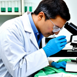 **

"A bright, modern textile laboratory. A fully clothed scientist in a professional lab coat examines a sample of recycled fiber under a microscope. Beakers and testing equipment are visible in the background. The atmosphere is clean and innovative. safe for work, appropriate content, fully clothed, professional, perfect anatomy, correct proportions, natural pose, high quality, well-formed hands, proper finger count, natural body proportions, modest clothing."

**