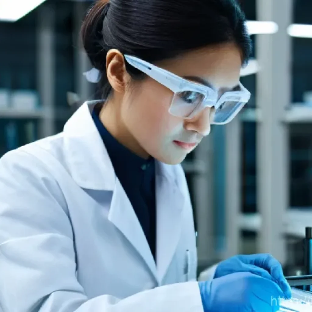 섬유기사 필기시험 전략 가이드 - **Prompt 1: Textile Engineer in a Modern Lab**
A focused Japanese female textile engineer, aged ...