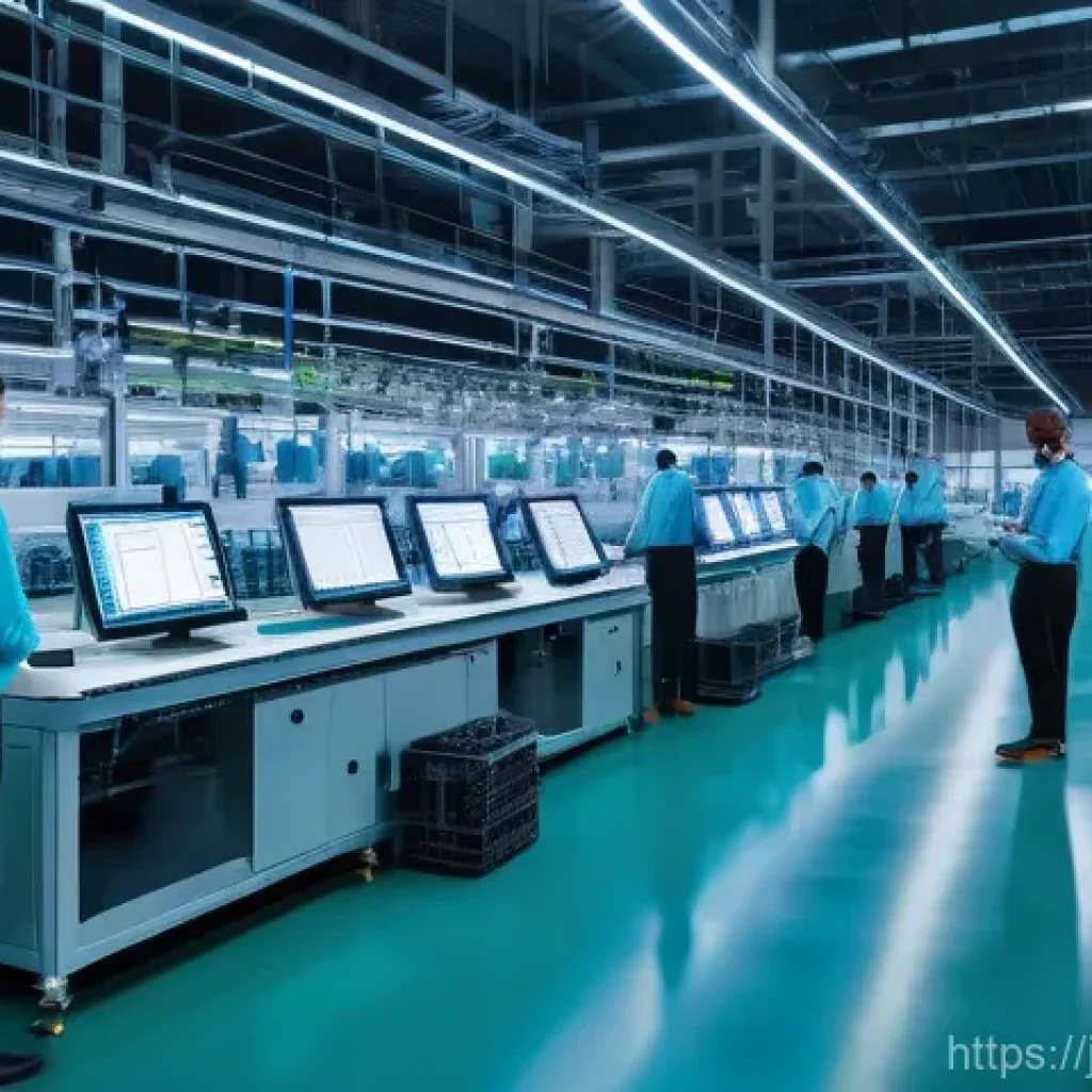 섬유기사와 관련 직무의 특성 - **Prompt: AI-Driven Smart Textile Production Facility**
"A brightly lit, futuristic textile manu...