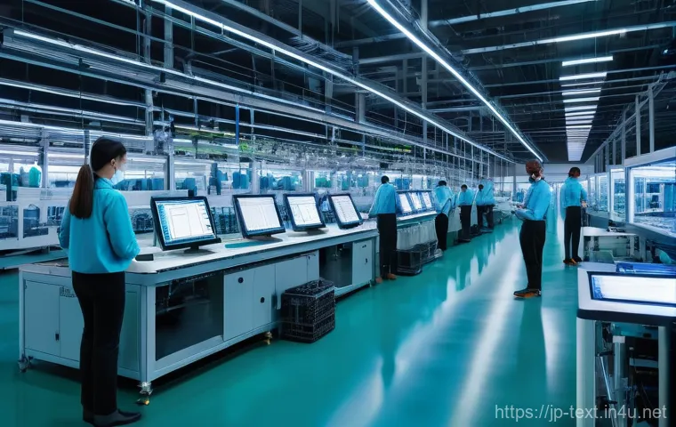 섬유기사와 관련 직무의 특성 - **Prompt: AI-Driven Smart Textile Production Facility**
    "A brightly lit, futuristic textile manu...