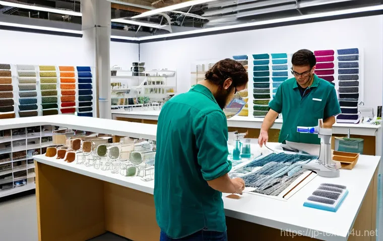 섬유기사와 관련 직무의 특성 - **Prompt: AI-Driven Smart Textile Production Facility**
"A brightly lit, futuristic textile manu... 섬유기사와 관련 직무의 특성 - **Prompt: AI-Driven Smart Textile Production Facility**
"A brightly lit, futuristic textile manu...