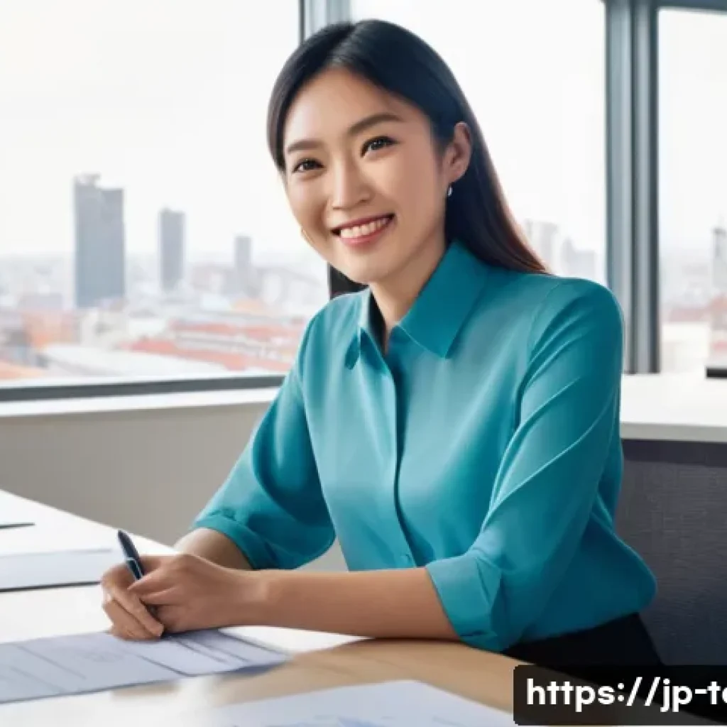 섬유기사 시험 준비 성공 사례 - **Prompt 1: The Moment of Triumph and Future Outlook**
    "A professional Japanese woman in her lat...
