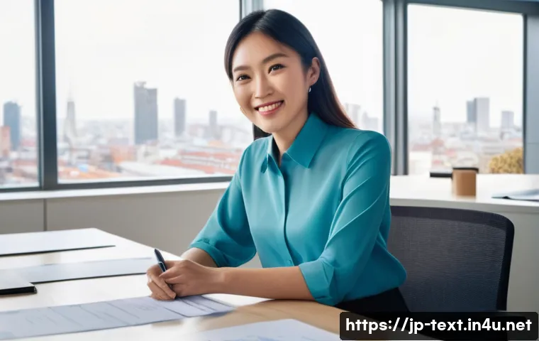 섬유기사 시험 준비 성공 사례 - **Prompt 1: The Moment of Triumph and Future Outlook**
    "A professional Japanese woman in her lat...